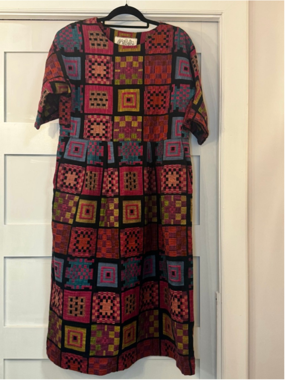 Ace & Jig Patchwork Midi Dress Organic Cotton Pockets Size Small